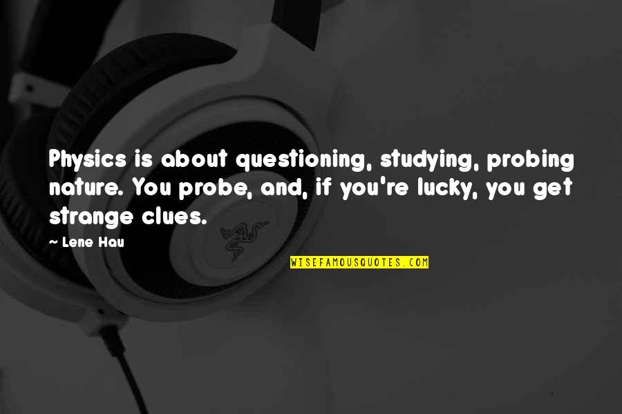 Probe Quotes By Lene Hau: Physics is about questioning, studying, probing nature. You