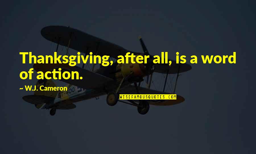 Professes Define Quotes By W.J. Cameron: Thanksgiving, after all, is a word of action.