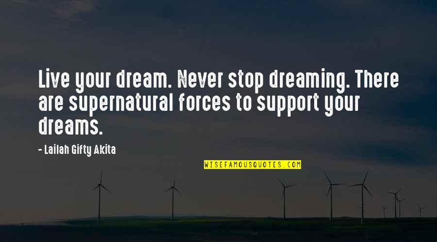 Professeur Didier Quotes By Lailah Gifty Akita: Live your dream. Never stop dreaming. There are