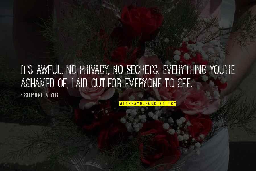 Progression And Change Quotes By Stephenie Meyer: It's awful. No privacy, no secrets. Everything you're