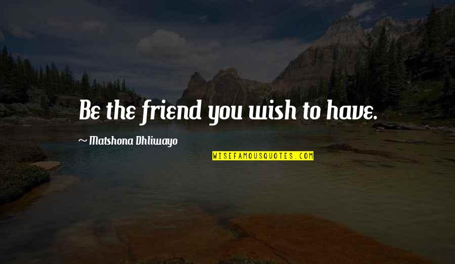 Prokopenko Shading Quotes By Matshona Dhliwayo: Be the friend you wish to have.