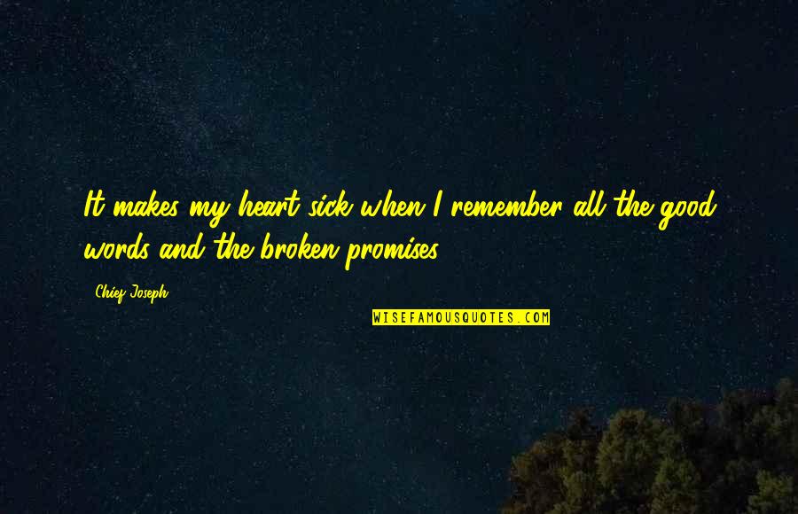 Promises Broken Quotes By Chief Joseph: It makes my heart sick when I remember