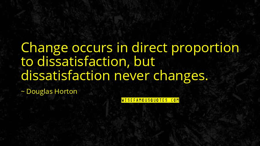 Proportion Quotes By Douglas Horton: Change occurs in direct proportion to dissatisfaction, but