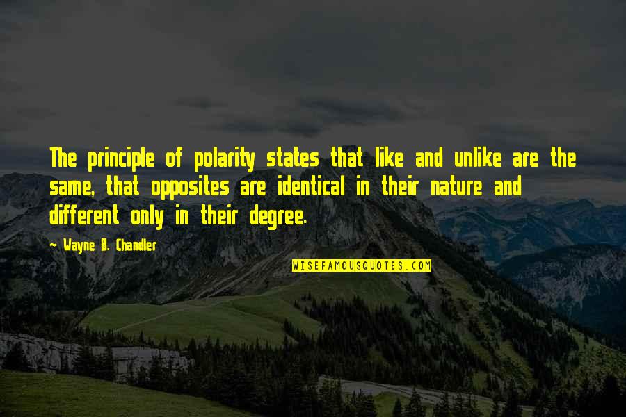 Proud Kentucky Quotes By Wayne B. Chandler: The principle of polarity states that like and