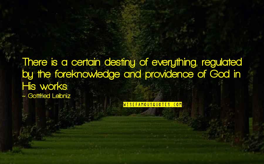 Providence Quotes By Gottfried Leibniz: There is a certain destiny of everything, regulated