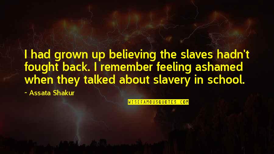 Przeworski Model Quotes By Assata Shakur: I had grown up believing the slaves hadn't