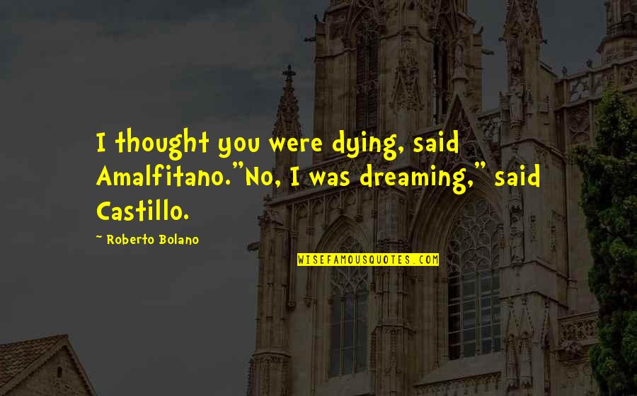 Puffed Quotes By Roberto Bolano: I thought you were dying, said Amalfitano."No, I