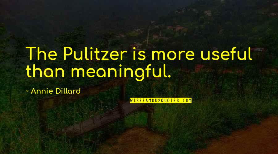 Pulitzer Quotes By Annie Dillard: The Pulitzer is more useful than meaningful.