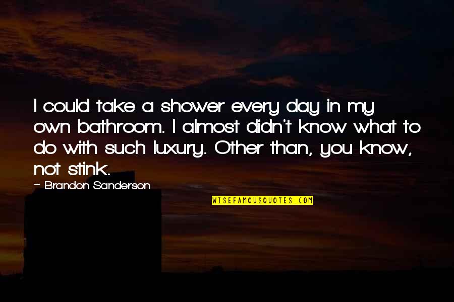 Pyar Nibhana Quotes By Brandon Sanderson: I could take a shower every day in