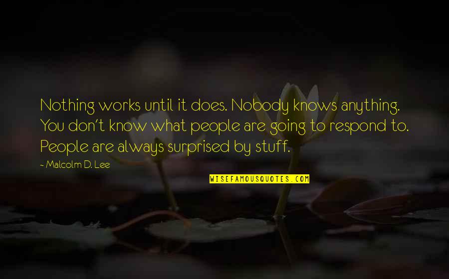 Quadrivalent Vaccine Quotes By Malcolm D. Lee: Nothing works until it does. Nobody knows anything.