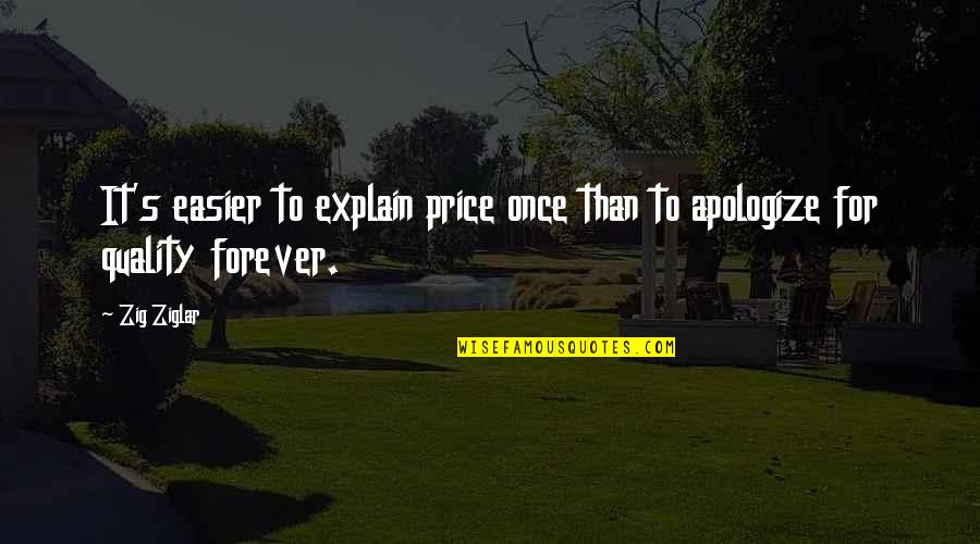 Quality Motivational Quotes By Zig Ziglar: It's easier to explain price once than to