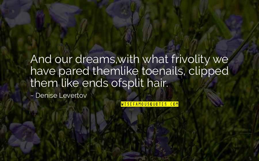 Quemando Band Quotes By Denise Levertov: And our dreams,with what frivolity we have pared