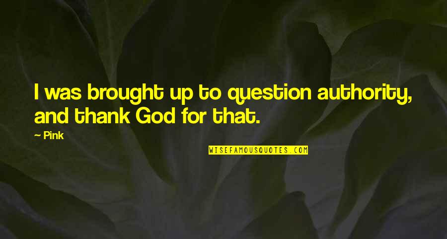 Question God Quotes By Pink: I was brought up to question authority, and