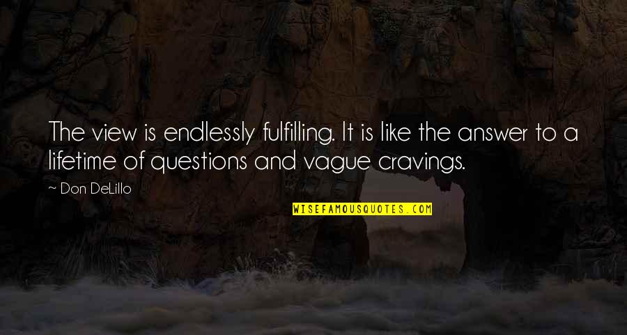 Questions And Knowledge Quotes By Don DeLillo: The view is endlessly fulfilling. It is like