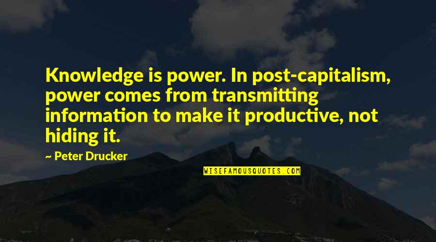 Quick Drawing Quotes By Peter Drucker: Knowledge is power. In post-capitalism, power comes from