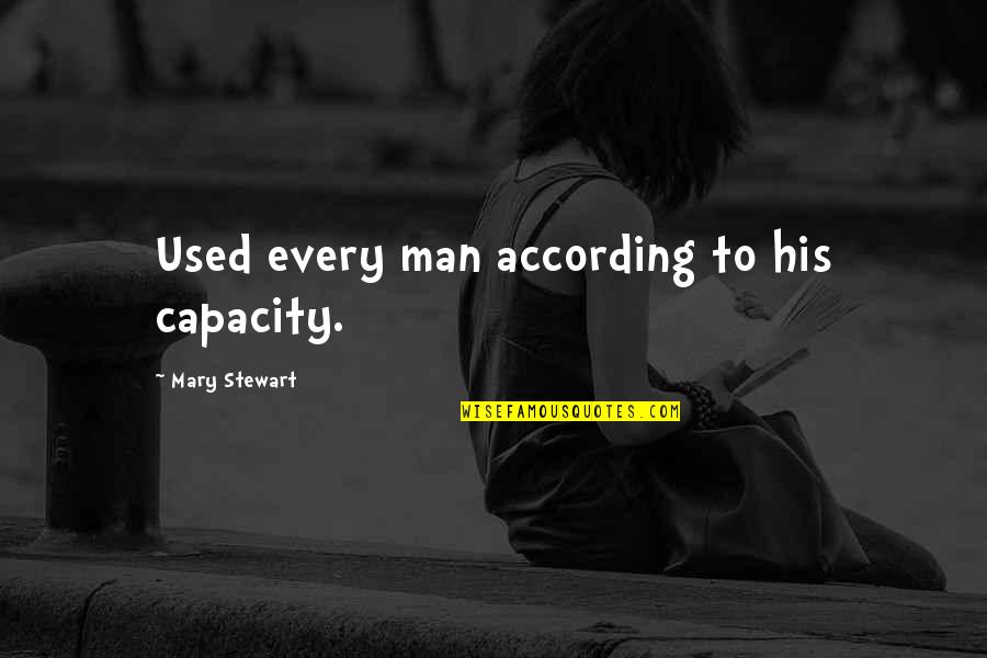 Quotes According To Quotes By Mary Stewart: Used every man according to his capacity.