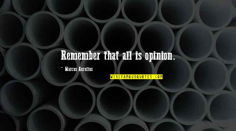 Quotes Attributed To Jesus Quotes By Marcus Aurelius: Remember that all is opinion.