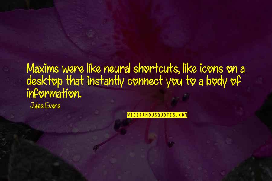 Quotes Jules Quotes By Jules Evans: Maxims were like neural shortcuts, like icons on