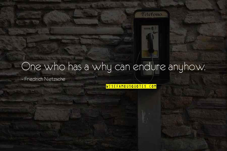 Qvc Quotes By Friedrich Nietzsche: One who has a why can endure anyhow.