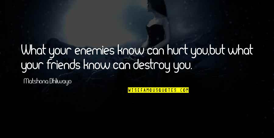 Rachevo Quotes By Matshona Dhliwayo: What your enemies know can hurt you,but what