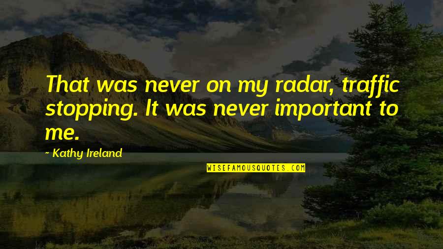 Radar Best Quotes By Kathy Ireland: That was never on my radar, traffic stopping.