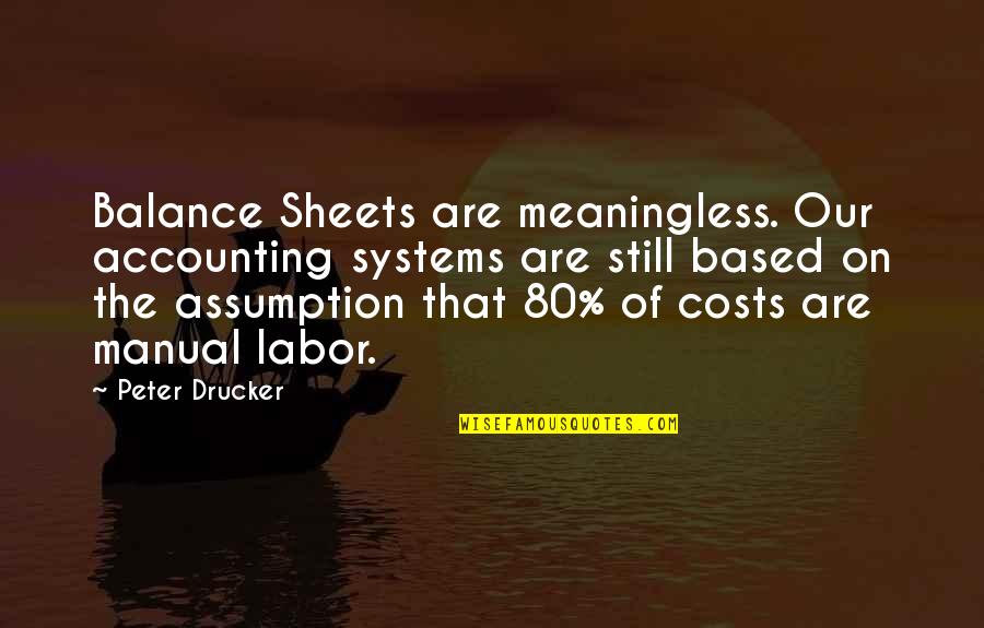 Rafaelito Roman Quotes By Peter Drucker: Balance Sheets are meaningless. Our accounting systems are