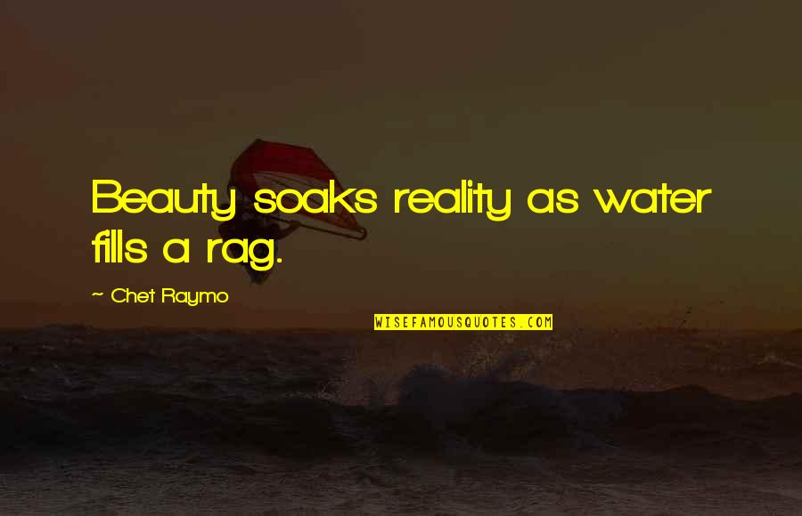 Rag'd Quotes By Chet Raymo: Beauty soaks reality as water fills a rag.