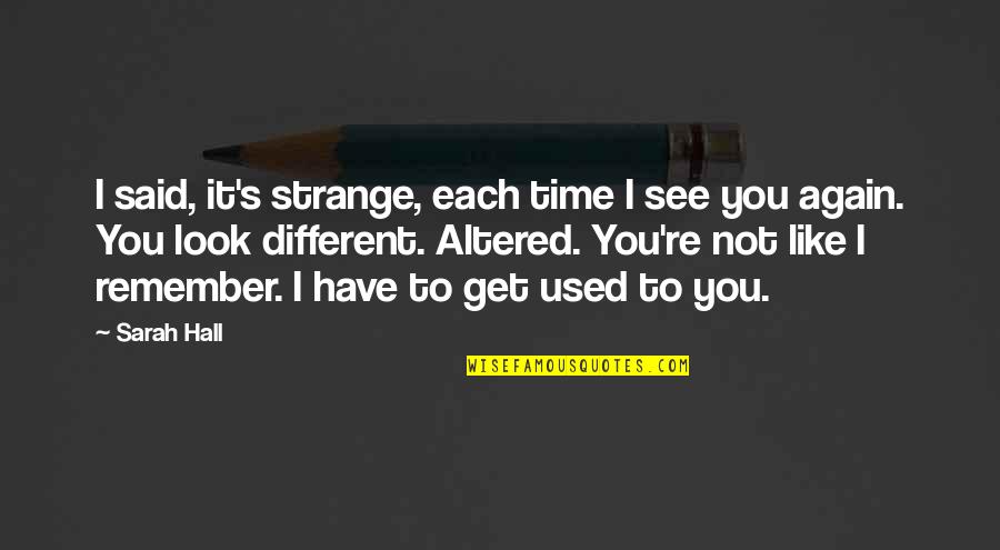 Re Strange Quotes By Sarah Hall: I said, it's strange, each time I see