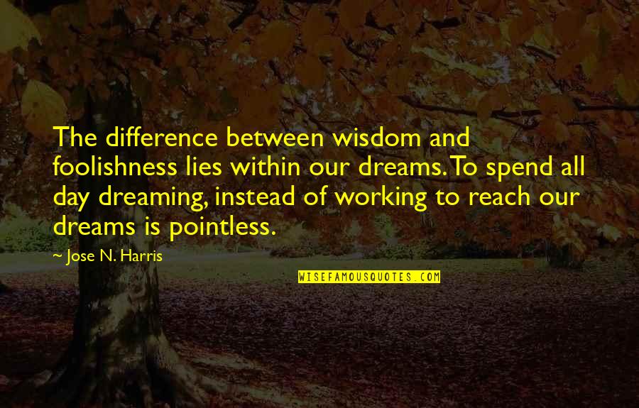 Reach For Dreams Quotes By Jose N. Harris: The difference between wisdom and foolishness lies within