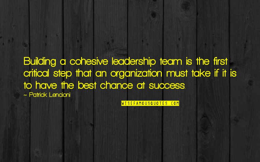 Reacquainting Quotes By Patrick Lencioni: Building a cohesive leadership team is the first