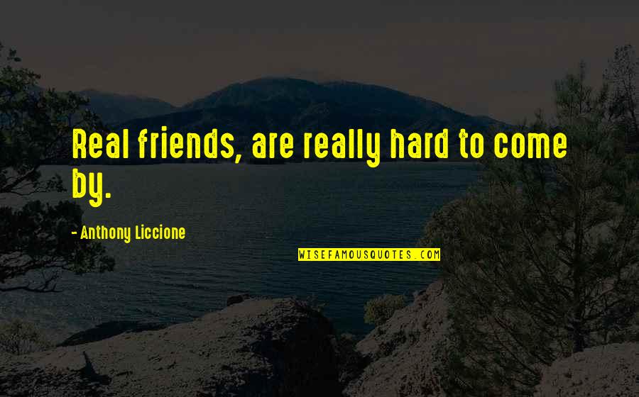 Real Friends Not Fake' Quotes By Anthony Liccione: Real friends, are really hard to come by.