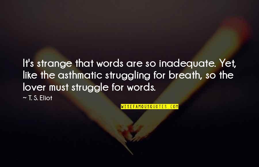 Really Cute But Sad Quotes By T. S. Eliot: It's strange that words are so inadequate. Yet,