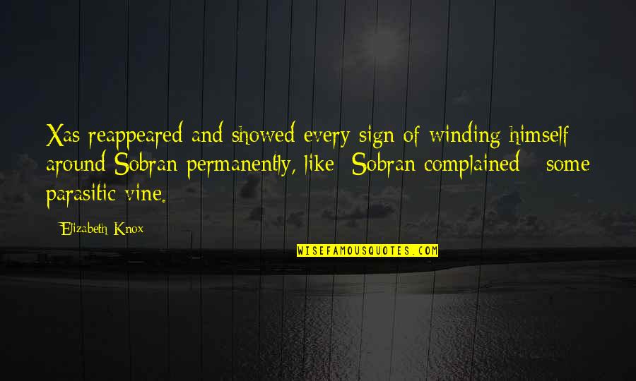 Reappeared Quotes By Elizabeth Knox: Xas reappeared and showed every sign of winding