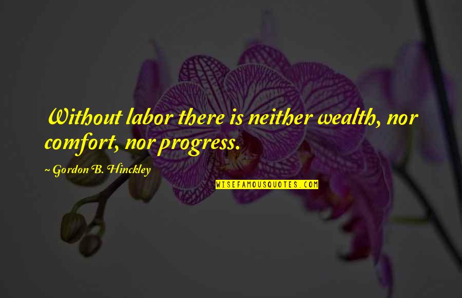 Recitalists Quotes By Gordon B. Hinckley: Without labor there is neither wealth, nor comfort,