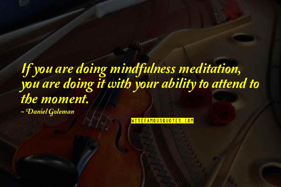 Recolha De Dados Quotes By Daniel Goleman: If you are doing mindfulness meditation, you are