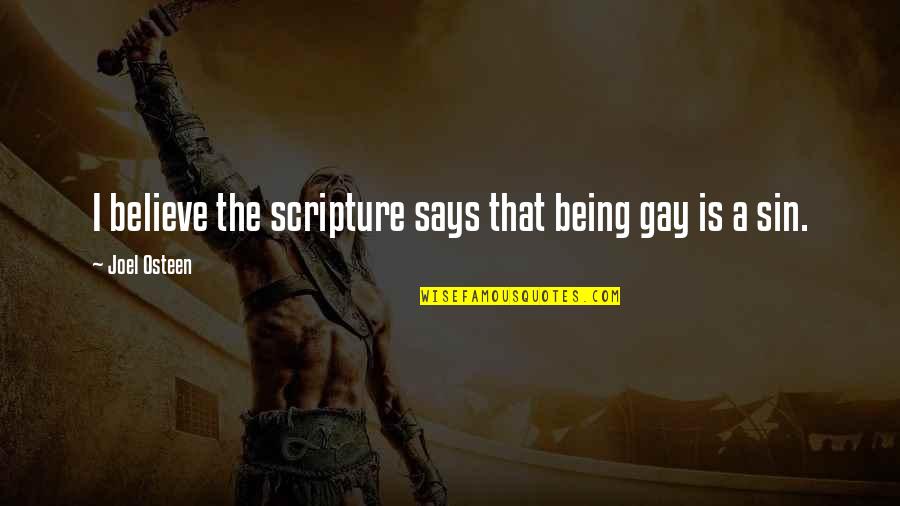 Redouanne Harjane Quotes By Joel Osteen: I believe the scripture says that being gay