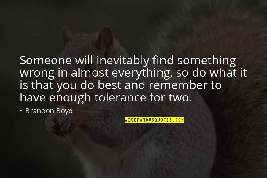 Remember Someone Quotes By Brandon Boyd: Someone will inevitably find something wrong in almost