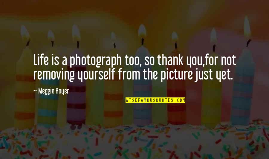 Removing Quotes By Meggie Royer: Life is a photograph too, so thank you,for