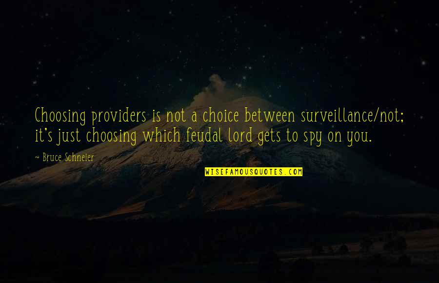 Repella Consulting Quotes By Bruce Schneier: Choosing providers is not a choice between surveillance/not;