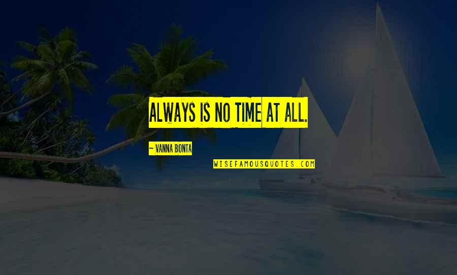 Reprobable Company Quotes By Vanna Bonta: Always is no Time at all.