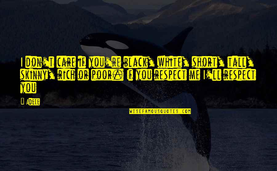 Respect Care Quotes By Adele: I don't care if you're black, white, short,