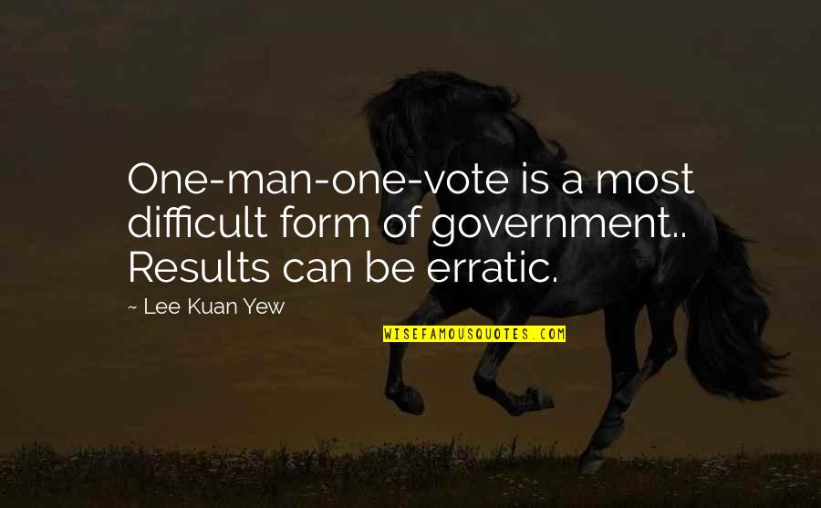 Results Inc Quotes By Lee Kuan Yew: One-man-one-vote is a most difficult form of government..