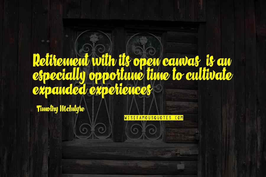 Retirement And Time Quotes By Timothy McIntyre: Retirement with its open canvas, is an especially