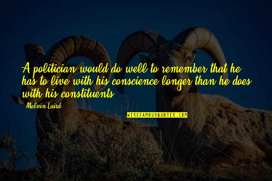 Retook Jeans Quotes By Melvin Laird: A politician would do well to remember that