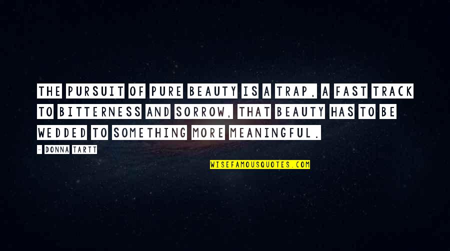 Riane Eisler Quotes By Donna Tartt: The pursuit of pure beauty is a trap,