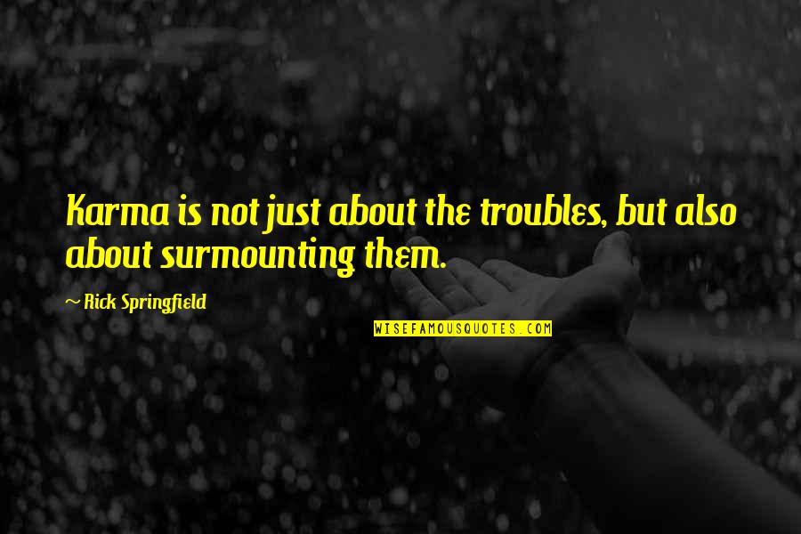 Rick Scarborough Quotes By Rick Springfield: Karma is not just about the troubles, but