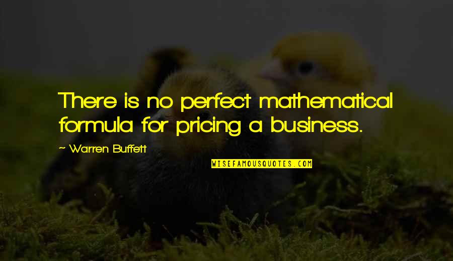 Rio Ferdinand Famous Quotes By Warren Buffett: There is no perfect mathematical formula for pricing