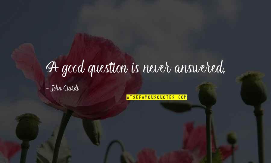 Ritratto Di Quotes By John Ciardi: A good question is never answered.