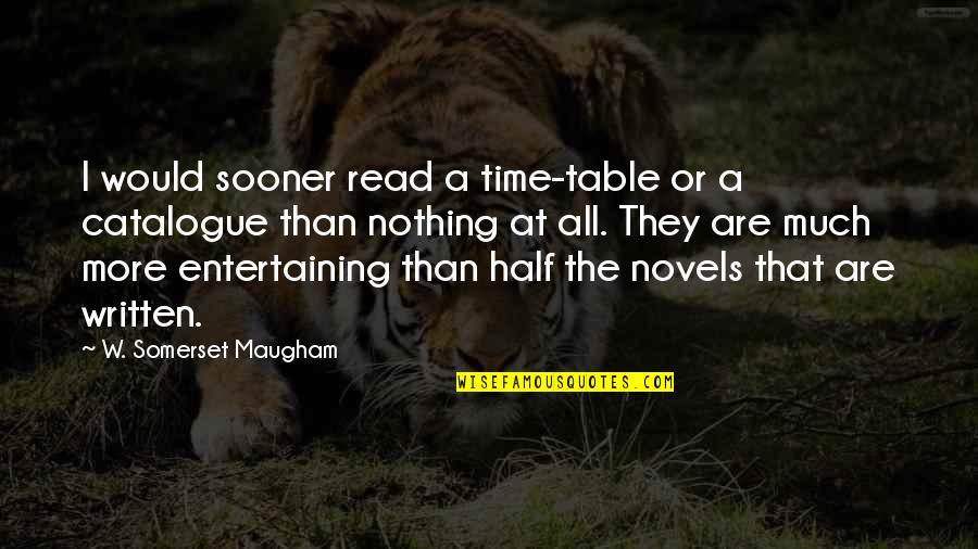 Riya Love Quotes By W. Somerset Maugham: I would sooner read a time-table or a