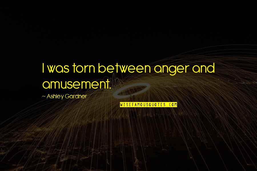 Rohangiz Iran Quotes By Ashley Gardner: I was torn between anger and amusement.